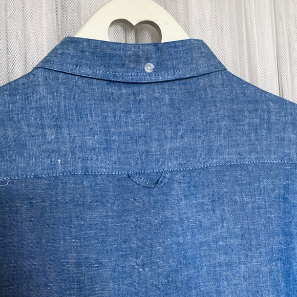 Urbanman linen/rayon casual, chambray, summer, beach, button down shirt! Size M - Picture 8 of 13